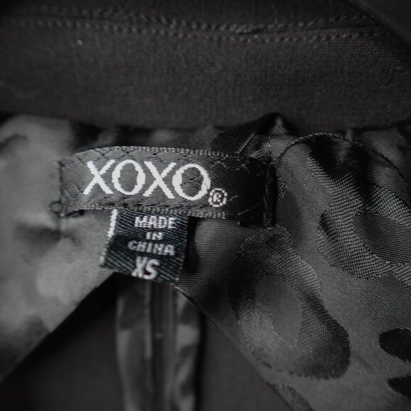 Women Blazer Jacket XS Black Retro Y2K Ruched Sleeve Minimalist Capsule Corpcore - Picture 4 of 11